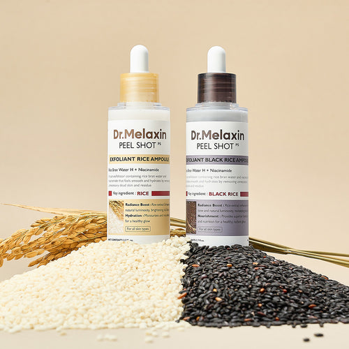 [Dr.Melaxin Official] Peel Shot Glow Rice Ampoule Duo-Serums for Brightening, Exfoliating, and Moisturizing - Suitable for All Skin Types