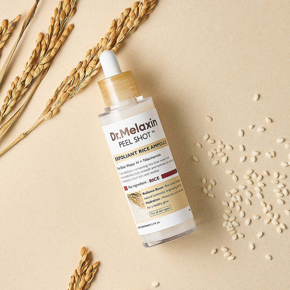 [Dr.Melaxin Official] Peel Shot Glow Rice Ampoule Duo-Serums for Brightening, Exfoliating, and Moisturizing - Suitable for All Skin Types