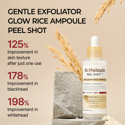 [Dr.Melaxin Official] Peel Shot Glow Rice Ampoule Duo-Serums for Brightening, Exfoliating, and Moisturizing - Suitable for All Skin Types